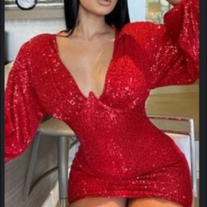 Red Sequined Dress